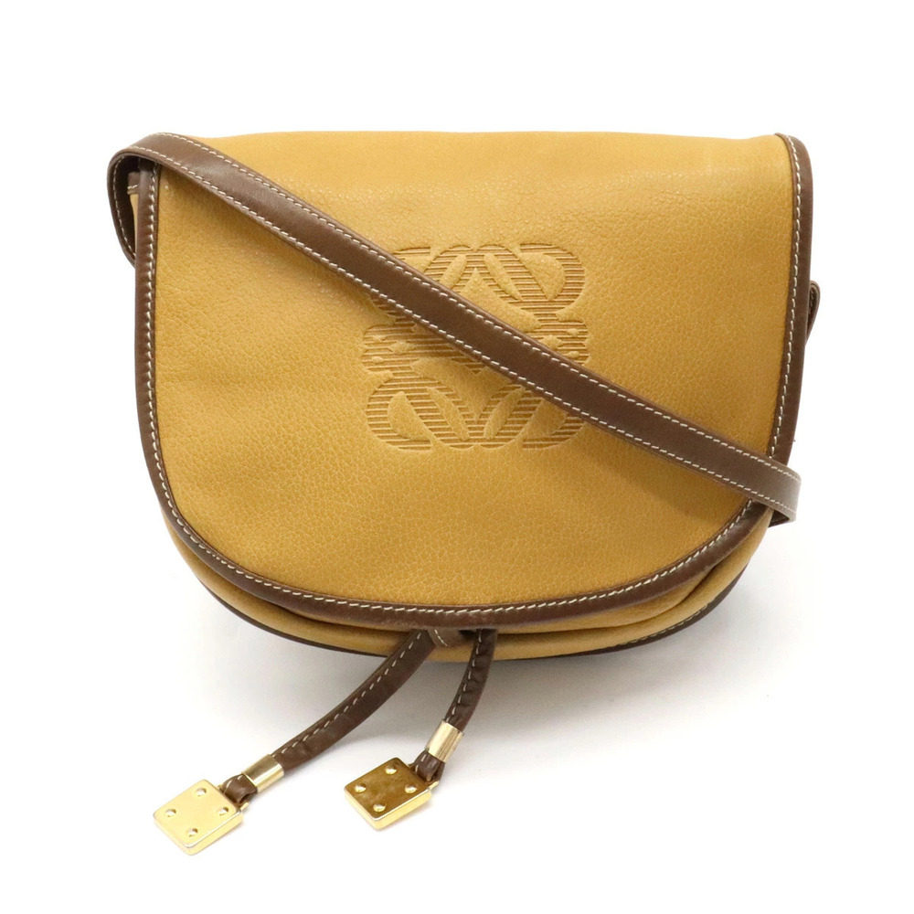 Loewe Anagram Bag Crossbody Leather Khaki Green Yellow Dark Brown